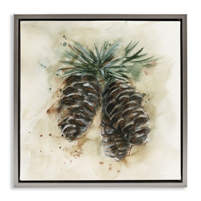Stupell Industries Rustic Forest Pinecone Black Framed Floater Canvas Wall Art