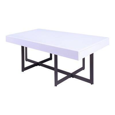 47.25" Neyo Rectangle Coffee Table with Drawers White - miBasics: Sleek Design, Storage for Living Room