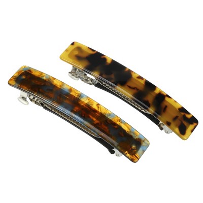 Unique Bargains Women's Tortoise Shell French Hair Barrettes Amber 2 Pcs