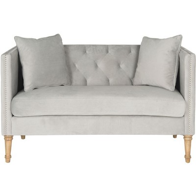 Sarah Settee W/ Throw Pillow - FOX6206 - Grey - Safavieh Couture