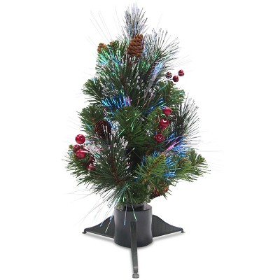National Tree Company 1.5 ft Artificial Mini Christmas Tree,Crestwood Spruce, with Pine Cones, Berry Clusters, Frosted Branches