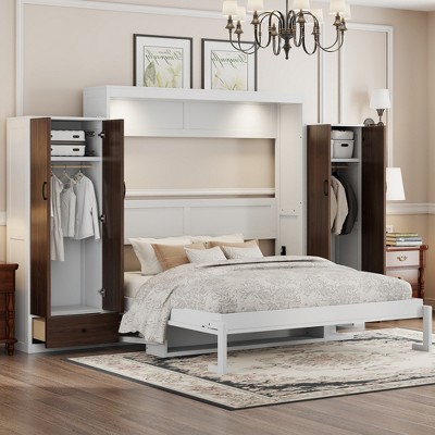 Queen Size Murphy Bed with Closet, Drawers and Table