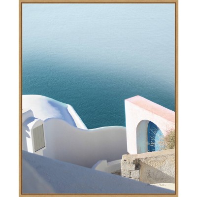 22" x 28" Santorini Greek Architecture II by Sara Zieve Miller: Aegean Sea View Canvas - Amanti Art