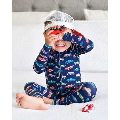 Lev Baby Boys' Bamboo Convertible Zipper Romper – Car Print One-Piece Baby Clothes (6–12M to 18–24M)