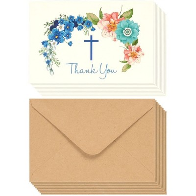 Best Paper Greetings 48 Christian Thank You Note Cards for Christening, Communion and Weddings, 4"x6"