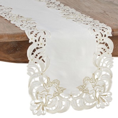 Saro Lifestyle Table Runner With Embroidered Cupid Design