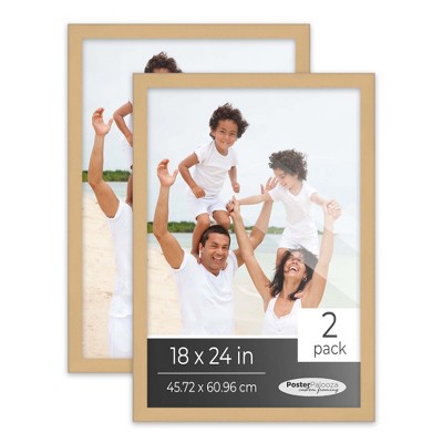 PosterPalooza | Pack of 2 Natural Picture Frames | Solid Wood | UV-Resistant Acrylic | Easy Gallery Wall