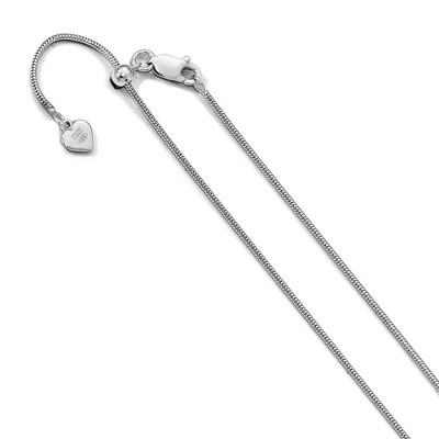 Black Bow Jewelry 1.1mm Rhodium Plated Sterling Silver Adj. Solid Snake Chain Necklace