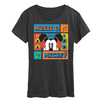 Women's - Disney - Mickey Mouse Music Headphones and Boxes Short Sleeve Graphic T-Shirt