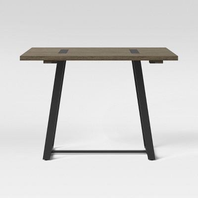 Brimfield Metal Base Extendable Dining Table Brown - Threshold™: Industrial Style, MDF & Acacia Surface, Seats 4