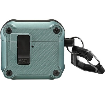 Vena For Apple AirPods 4 Case Cover Carbon Fiber Pattern, Auto Open Lock Compatible with AirPods Gen 4 4th Generation, Support Wireless Charging Green