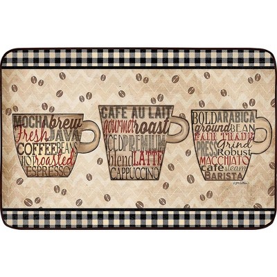 Coffee Words Designer Chef Oil & Stain Resistant Anti-Fatigue Kitchen Floor Mat