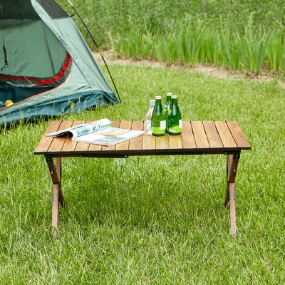 1-piece Folding Outdoor Table,Lightweight Aluminum Roll-up Rectangular Table for indoor, Outdoor Camping, Picnics,Beach,Backyard, BBQ, Party