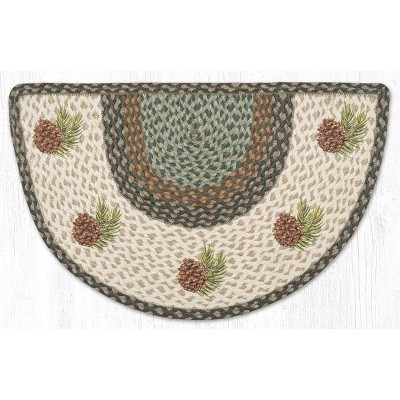 Earth Rugs Rustic Pinecone Entry Tread Rug – Hand-Stenciled Jute Slice, 18"x29"