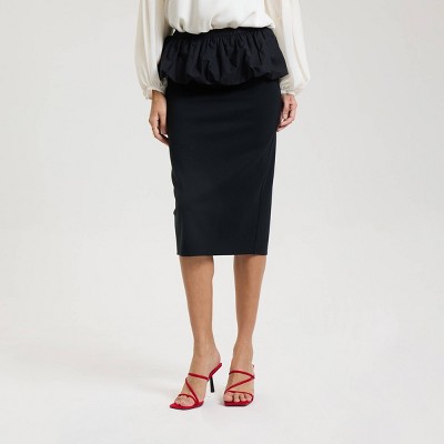 Women's Bubble Peplum Pencil Skirt - A New Day™ Black