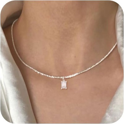 14K Gold/Silver Plated Necklace, Dainty CZ Cross Pendant with Herringbone & Figaro Chains, Sparkling Multi-Layer Jewelry Gift for Her