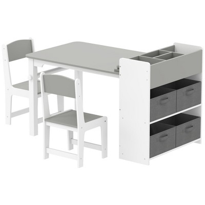 Aghana Digitals Kids Study Desk & Chair Set, White - Spacious Tabletop with 5 Storage Compartments,