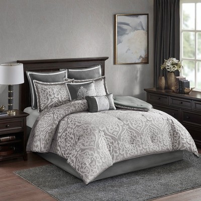 Grungis 8 Piece Polyester Queen Jacquard Bedding Comforter Sets,Comfort Sheets Set for Bedroom