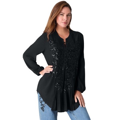 Roaman's Sequin Floral Tunic