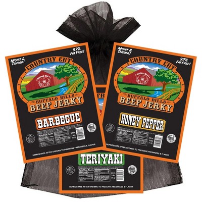 Buffalo Bills 3-Piece Tangy & Sweet Country Cut Beef Jerky Sampler (3 assorted 2.6oz jerky packs)