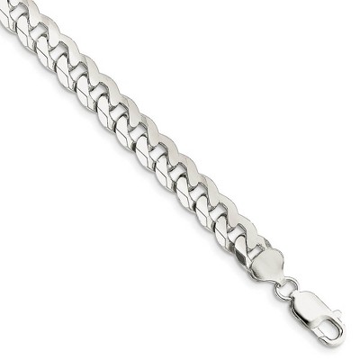Black Bow Jewelry Men's 8.5mm Sterling Silver Solid Beveled Curb Chain Bracelet