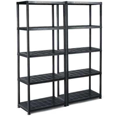 Costway 2 PCS 5-Tier 9.5lbs Ventilated Shelving Rack Free Standing Multi-Use Shelf Unit