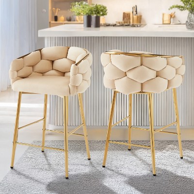 36''H Counter Stools Set of 2, Upholstered Accent Counter Chairs with iron Frame, Softback and Footrest-ModernLuxe