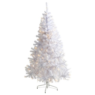 6ft. White Artificial Christmas Tree with 680 Branches & 250 Clear LED Lights – Elegant Holiday X-Mas Glow
