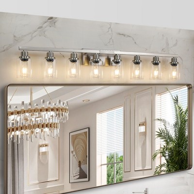 51" Modern 8-Light Bathroom Vanity Light Fixture with Clear Glass Shades, Perfect for Bathroom, Vanity, and Dressing Area Lighting (No Bulbs)