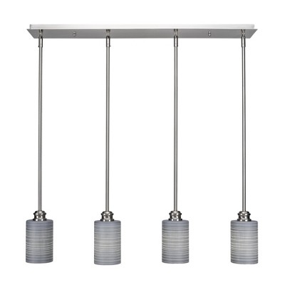 Toltec Lighting Edge 4 - Light Chandelier in  Brushed Nickel with 4" Gray Matrix Shade