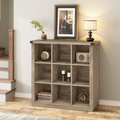 8 Cube Storage Organizer Book shelf, 3 Tier Horizontal Bookcase, Industrial Storage Bookcase for Entryway, Low Bookshelf for Living Room