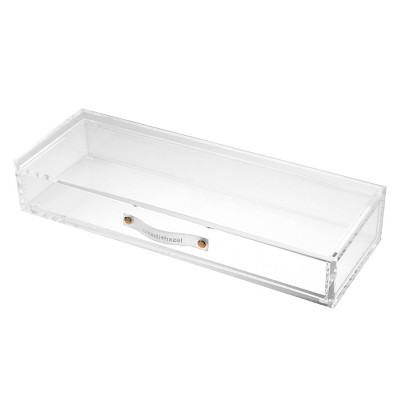 russell+hazel Acrylic Bloc Drawer Clear: Desk Organizer, Acrylic Office Supplies Holder, 12.5" x 4.32" x 2.25"