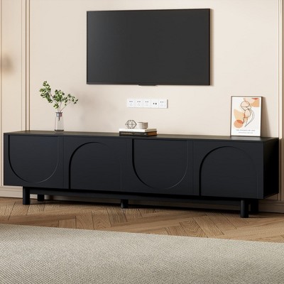 Spassway White TV Stand with Adjustable Shelves Storage Cabinet with Solid Wood Legs Entertainment Center for Living Room for TVs up to 78"