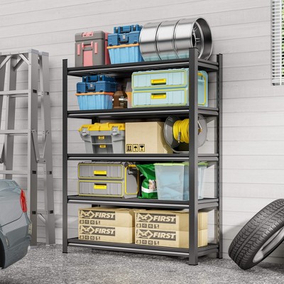 ORRD Garage 5-Tier Adjustable Metal Shelf, 2500 LBS Capacity, Black Storage Rack, 71.2"H x 47.24"L x 23.62"D