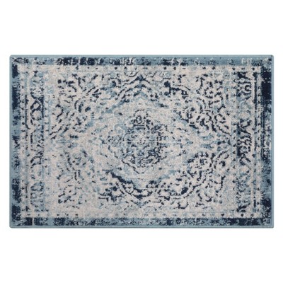 Vintage Rug Soft  Non Slip Plush Carpet Low Pile Stain Resistant Floor Cover Oriental Accent  Rug for Living Room Bedroom Nursery,Blue/2'x3'
