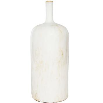 Storied Home Large Round Vase with Reactive Glaze, White