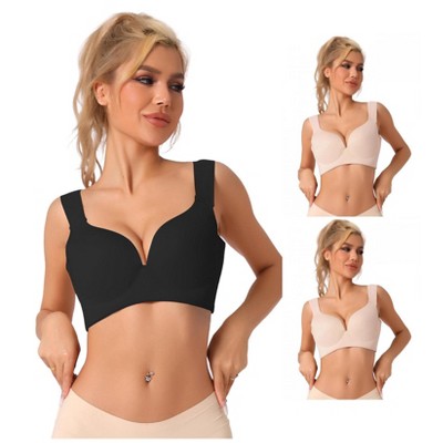 INSPIRE CHIC Women's Wirefree Bra Full Coverage Push Up Vest Bralettes 3 Packs