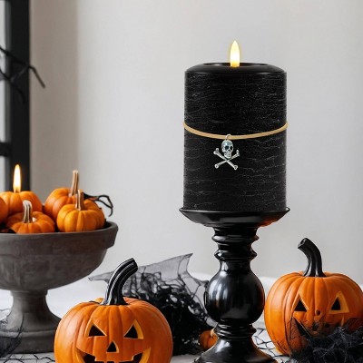 LumiPur 3.5"x5" Signature Natural Glow Halloween Flameless LED Wax Pillar Candle Black