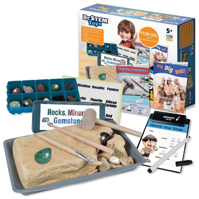 Dr. STEM Discovery Dig Kit, 21pc Rock, Mineral & Gemstone Excavation for Kids 5+