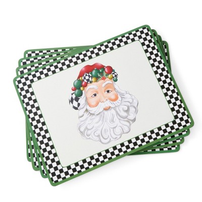 Pimpernel Black and White Christmas Placemats (Set of 4) - Cork-Backed, Heat-Resistant Table Mats (15.7" x 11.7") - Durable Hard Placemats