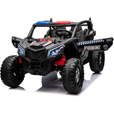 24V 2-Seater UTV, 4WD Ride On Toys with Remote Control, Powerful Electric Vehicle 4 Shock Absorbers, Leather Seats, Music and Lights