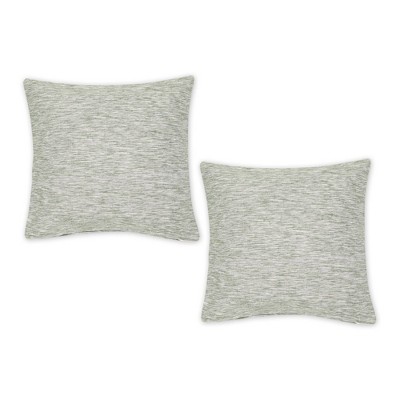 2pc 18"x18" Tonal Recycled Cotton Square Throw Cover Sage/Off-White - Design Imports: Indoor Faux Linen, Zippered