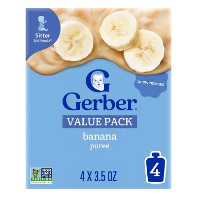 Gerber Banana Single Fruit Pouch 4pk, 3.5oz