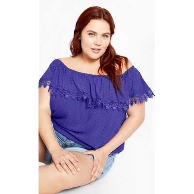 Women's Plus Size Spot Sara Top - cobalt | CITY CHIC