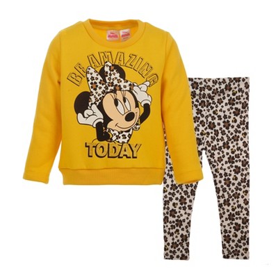 Disney Minnie Mouse Girls Fleece Sweatshirt and Leggings Outfit Set Toddler