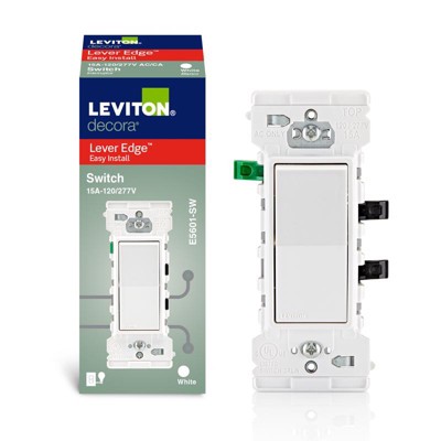 Leviton Decora Edge 15 amps Single Pole Rocker Rocker Switch White - Case of 1 - 1 each