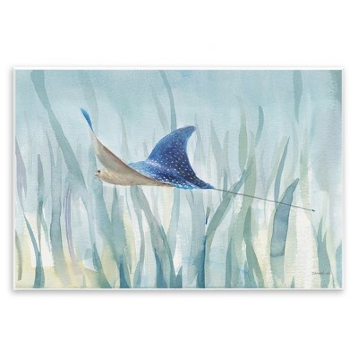 Stupell Industries Stingray Aquatic Animal Ocean Blue Spotted Sea Creature Wall Plaque Art