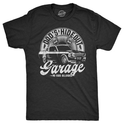 Mens Dads Hideout Garage T Shirt Funny Fathers Day Gift Car Guy Mechanic Tee for Guys - Crazy Dog Men's T Shirt Gift for Dad