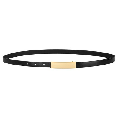 INSPIRE CHIC Women's Skinny Faux Leather Gold Buckle Adjustable Cinch Waistband