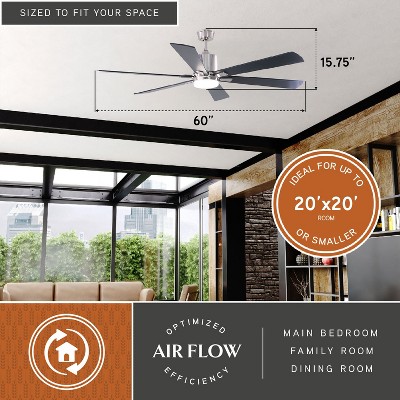 VAXCEL Wheelock Satin Nickel Indoor Ceiling Fan with Light Kit and Remote